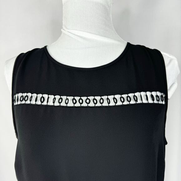 Ann Taylor Black Size 4 Midi Dress Embroidered Cutout Fit Flare Summer Beachy - Picture 2 of 8